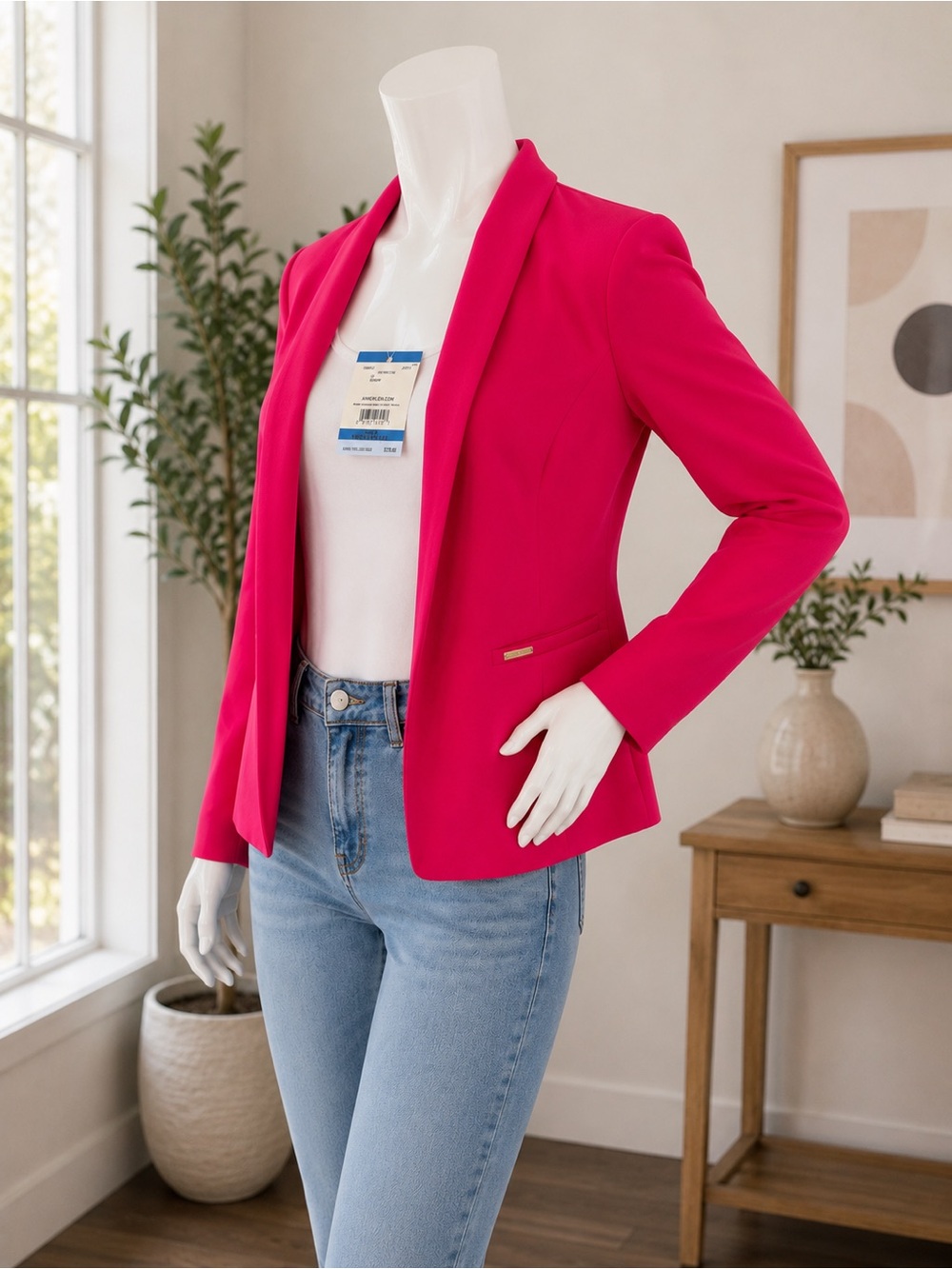 Anne Klein Hot Pink Open-Front Blazer